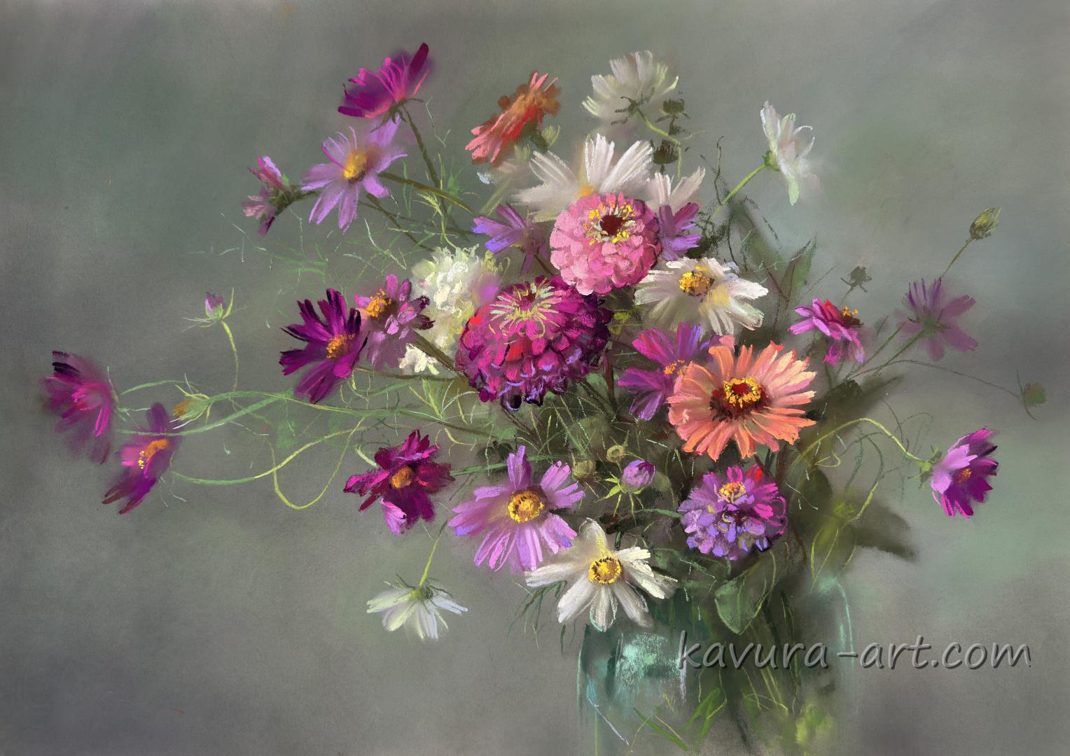 Cosmos and Zinnias