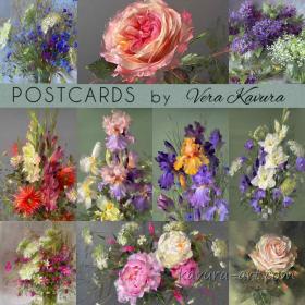 "10 Postcards set with my best pastels"