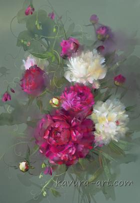 "Peonies and sweet peas"